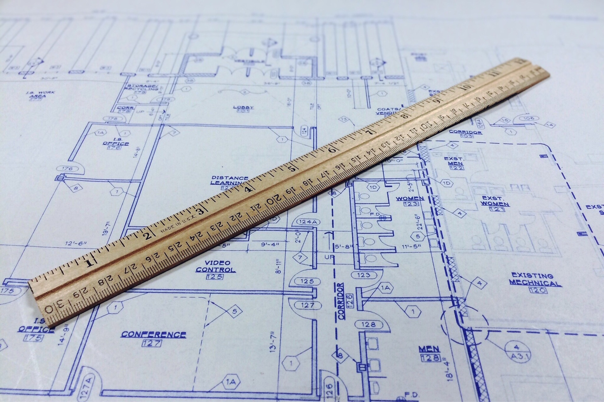 blueprint and ruler